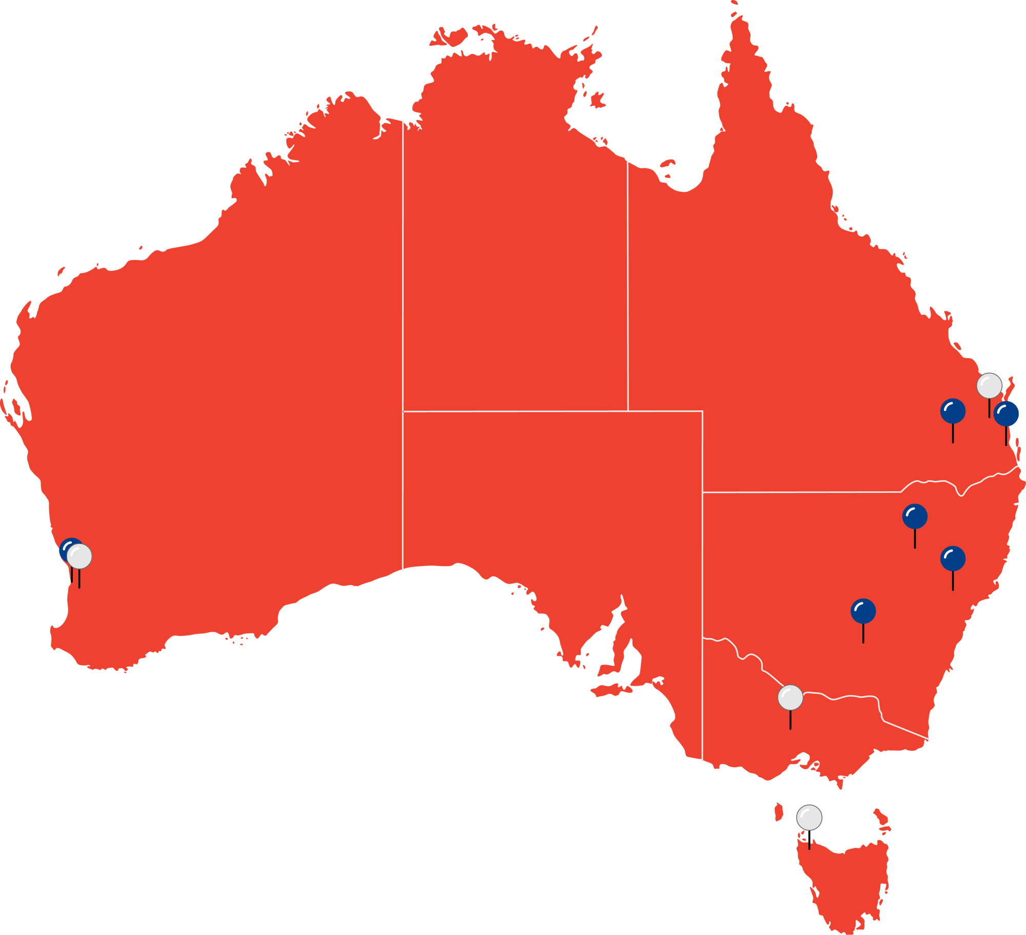 Map of Australia with pins marking ProFeedlot service locations.